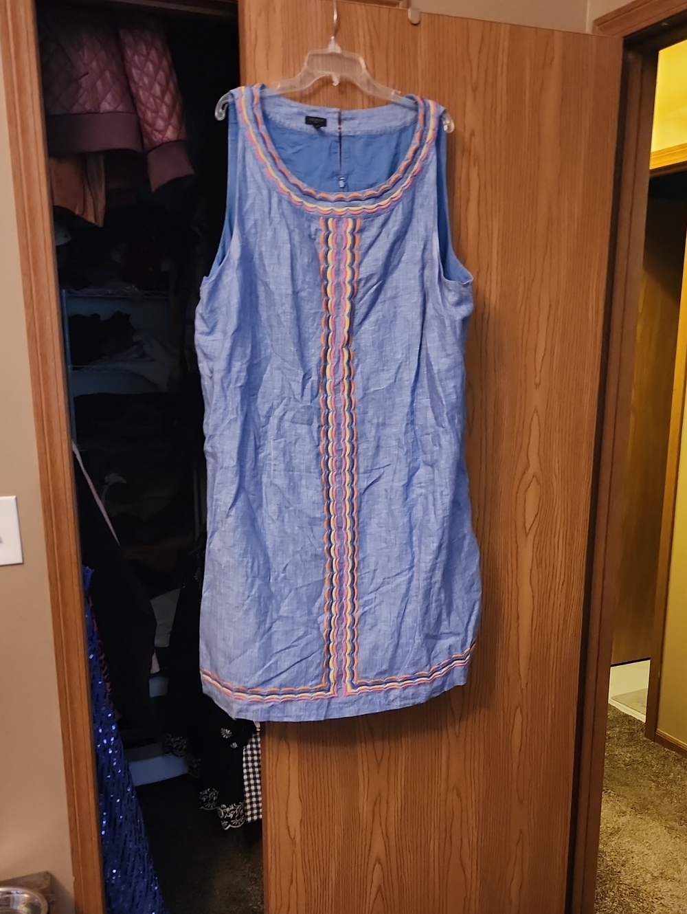 Talbots Light Blue Dress with Multicolor Trim